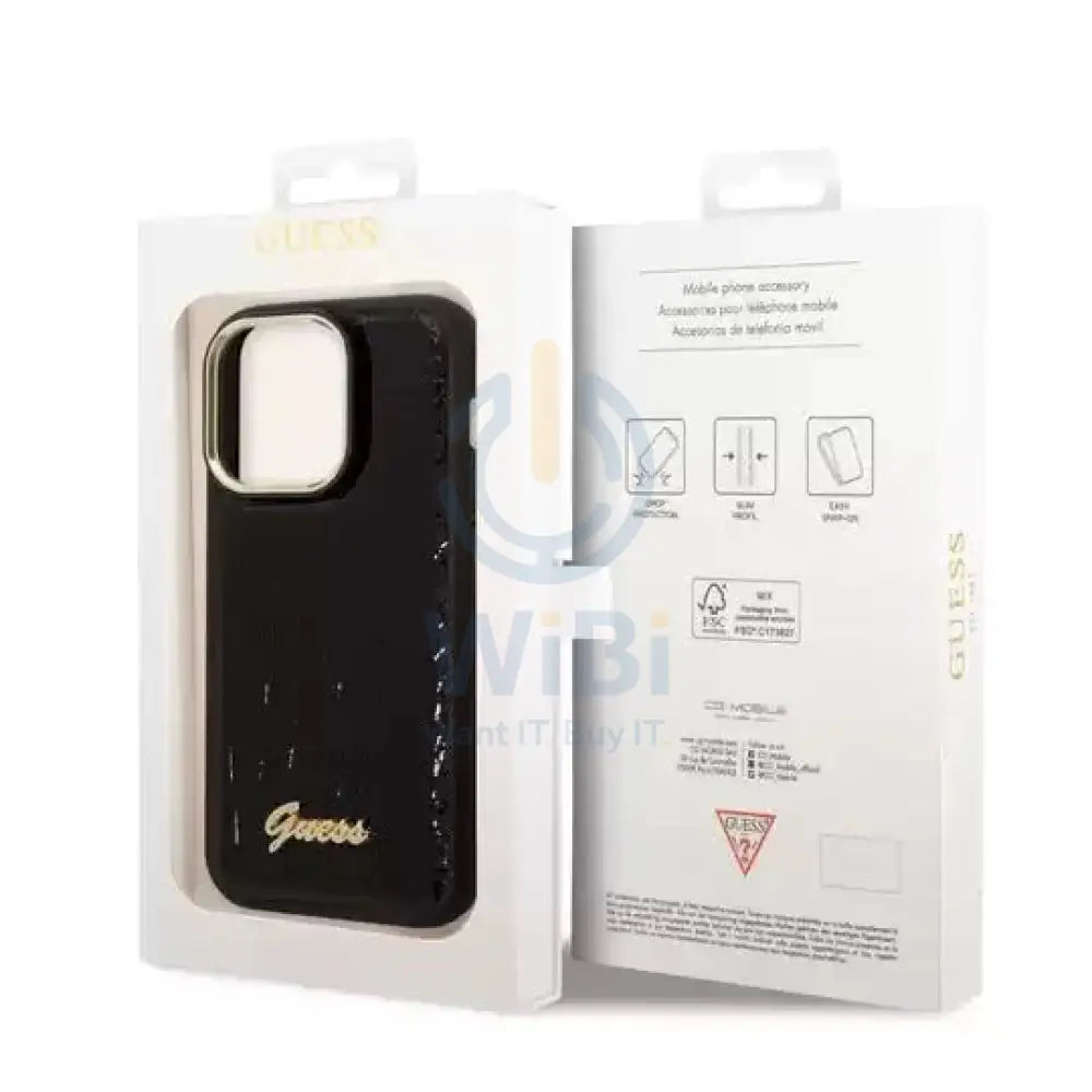 Guess Apple iPhone 14 Pro Pu Croco Case With Metal Camera Outline - Black Accessories > Mobiles & Tablets > Mobiles