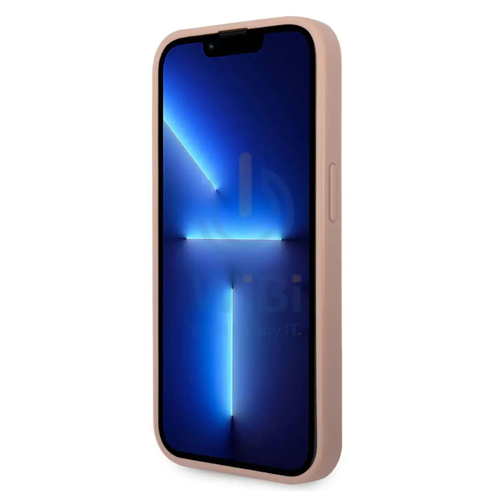 Guess iPhone 14 Pro PU Saffiano Case with Double Cardslot & Metal Triangle Logo - Pink Accessories > Mobiles & Tablets