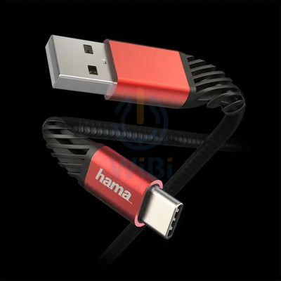 Hama USB-A to Type-C Charging-Data Cable 1.5 m - Black-Red Accessories > Cables & Converters > Cables