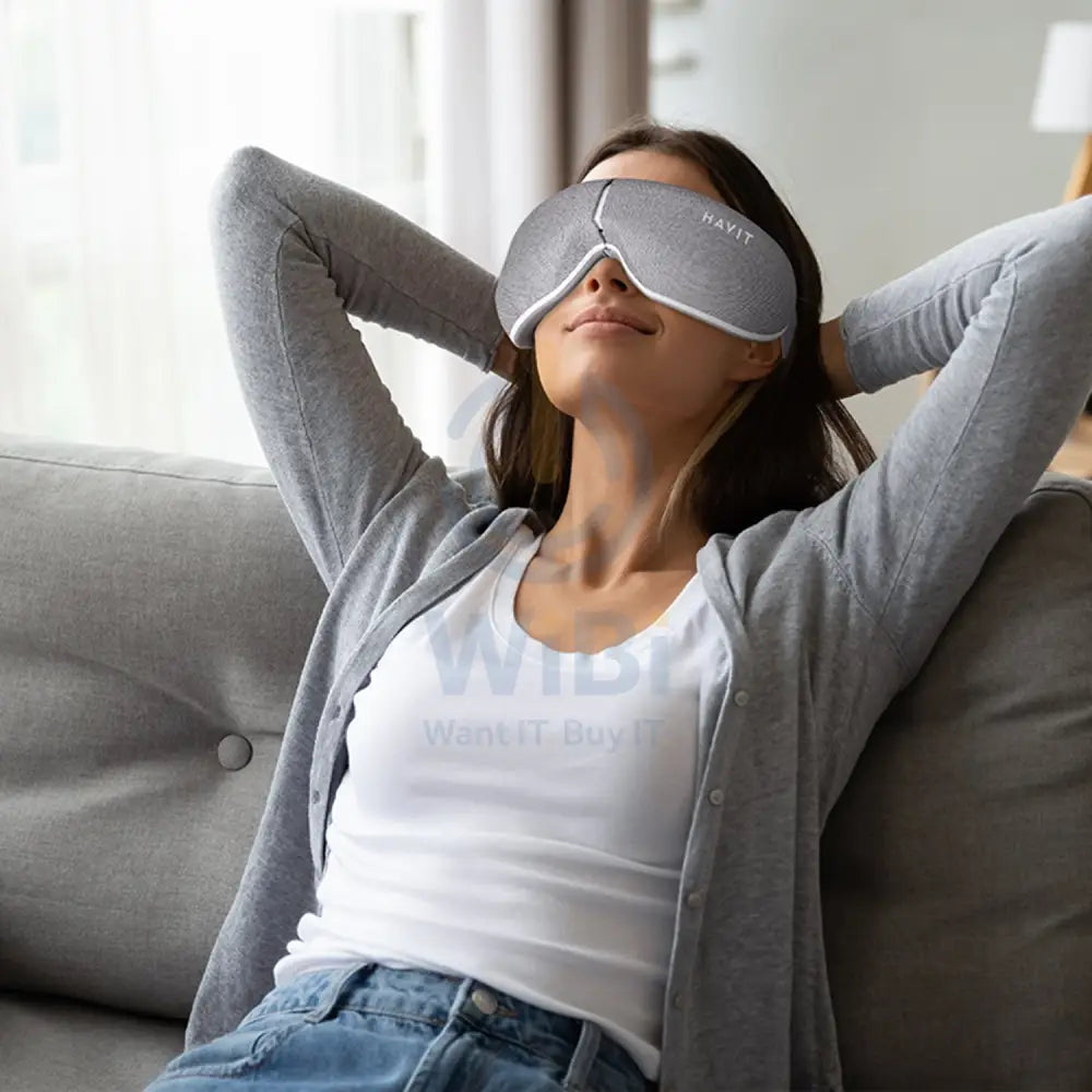 HAVIT EM1601 Eye Massager with Foldable Rechargeable Air Compression Heat Therapy Accessories > Smart Devices