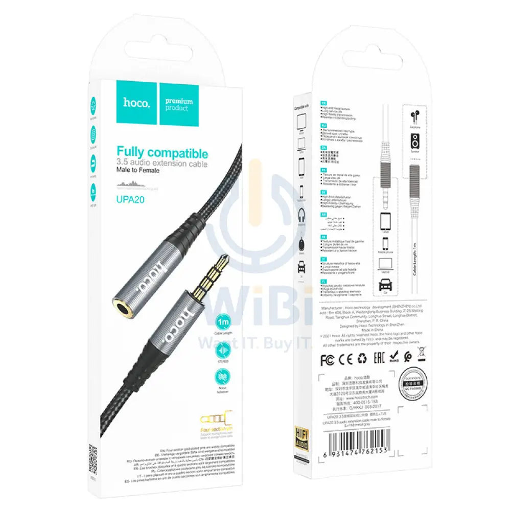 Hoco Audio Extension Cable - 3.5mm / 1 Meter / Black Accessories > Cables & Converters > Cables