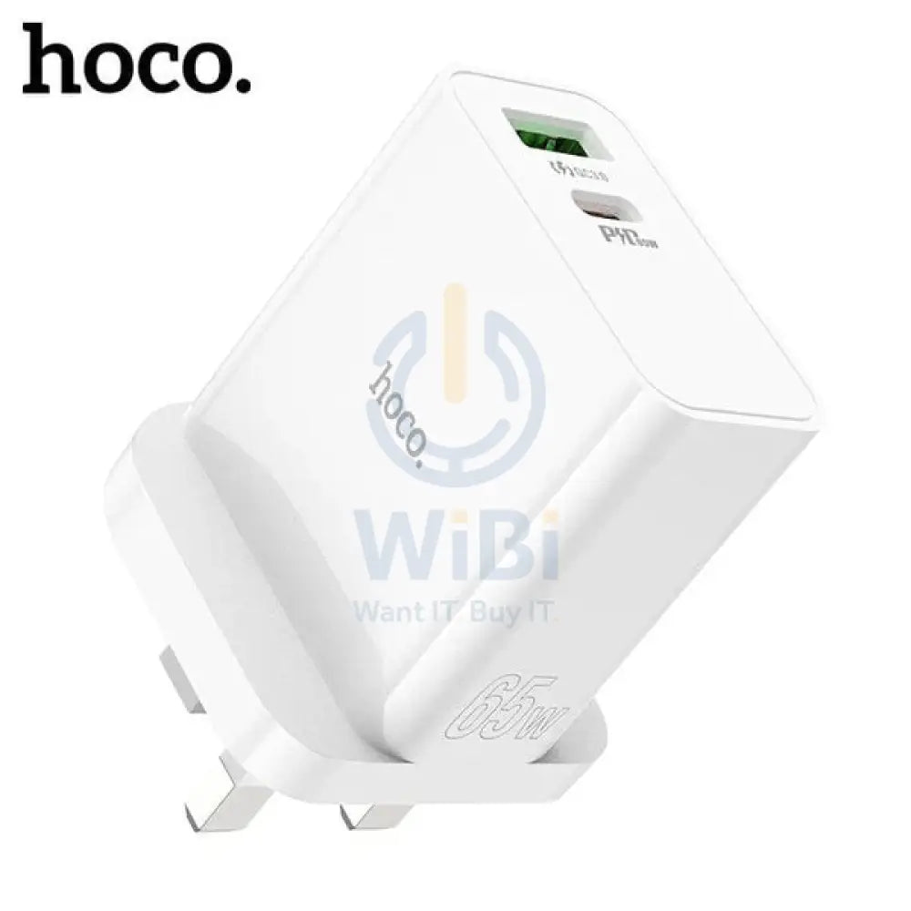 Hoco C113B High Power PD 65W Dual C Port Charger – White Accessories > Power Adapters