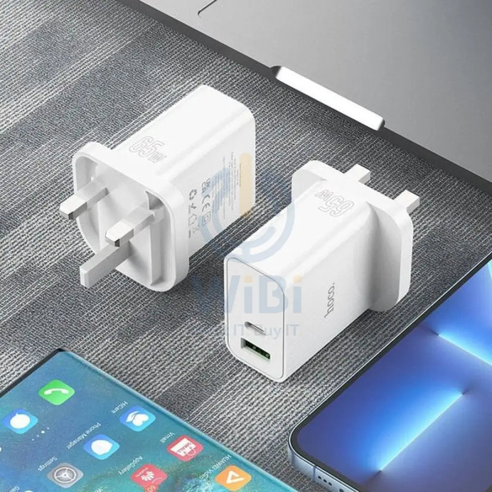 Hoco C113B High Power PD 65W Dual C Port Charger – White Accessories > Power Adapters