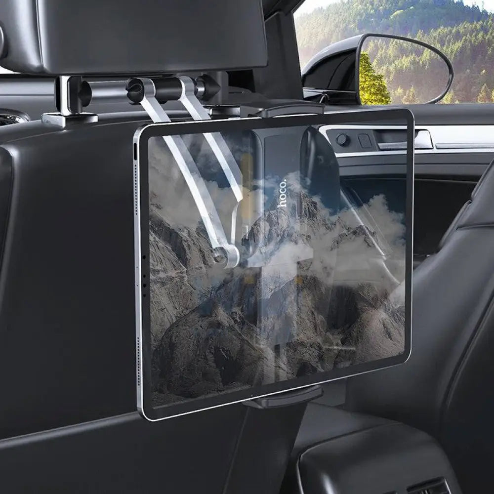 Hoco CA62 Handsome Aluminum Rear Pillow In-Car Holder - Silver & Black