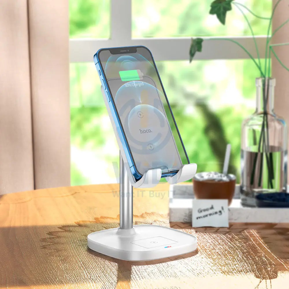 HOCO CW37 2 in 1 Tabletop Wireless Charging Holder 15W / White Accessories > Mobiles & Tablets > Mobiles > Mobile