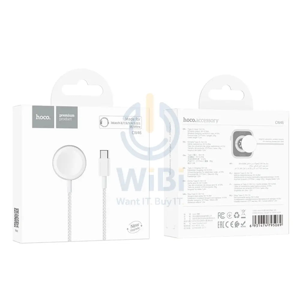 Hoco CW46 Magsafe Magnetic Watch Wireless Charger for Apple Watch Series – White Accessories > Power Adapters