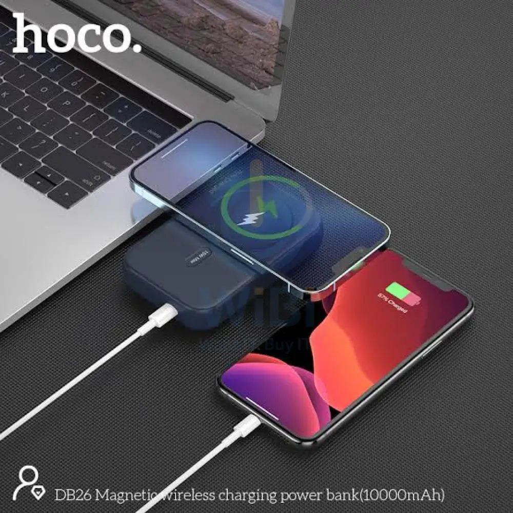 Hoco DB26 10000mAh Fast Charging Magnetic Wireless Power Bank - Black Accessories > Power Adapters