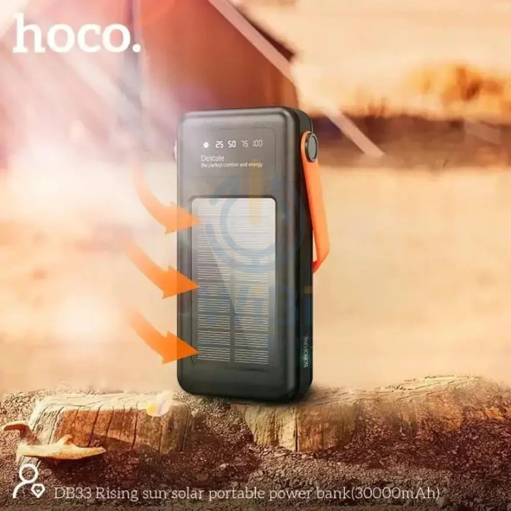HOCO DB33 Solar Charging Portable Power Bank 30000mAh - Black Accessories > Power Adapters