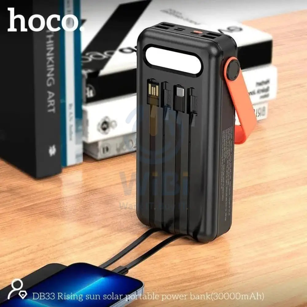 HOCO DB33 Solar Charging Portable Power Bank 30000mAh - Black Accessories > Power Adapters