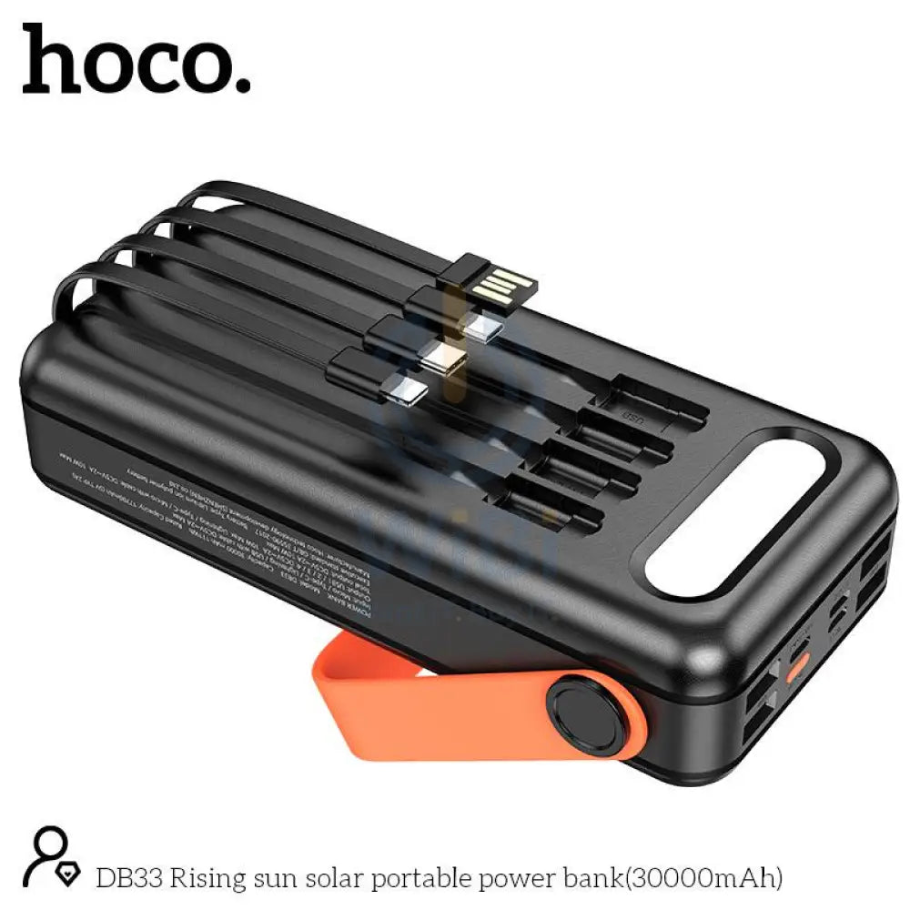 HOCO DB33 Solar Charging Portable Power Bank 30000mAh - Black Accessories > Power Adapters