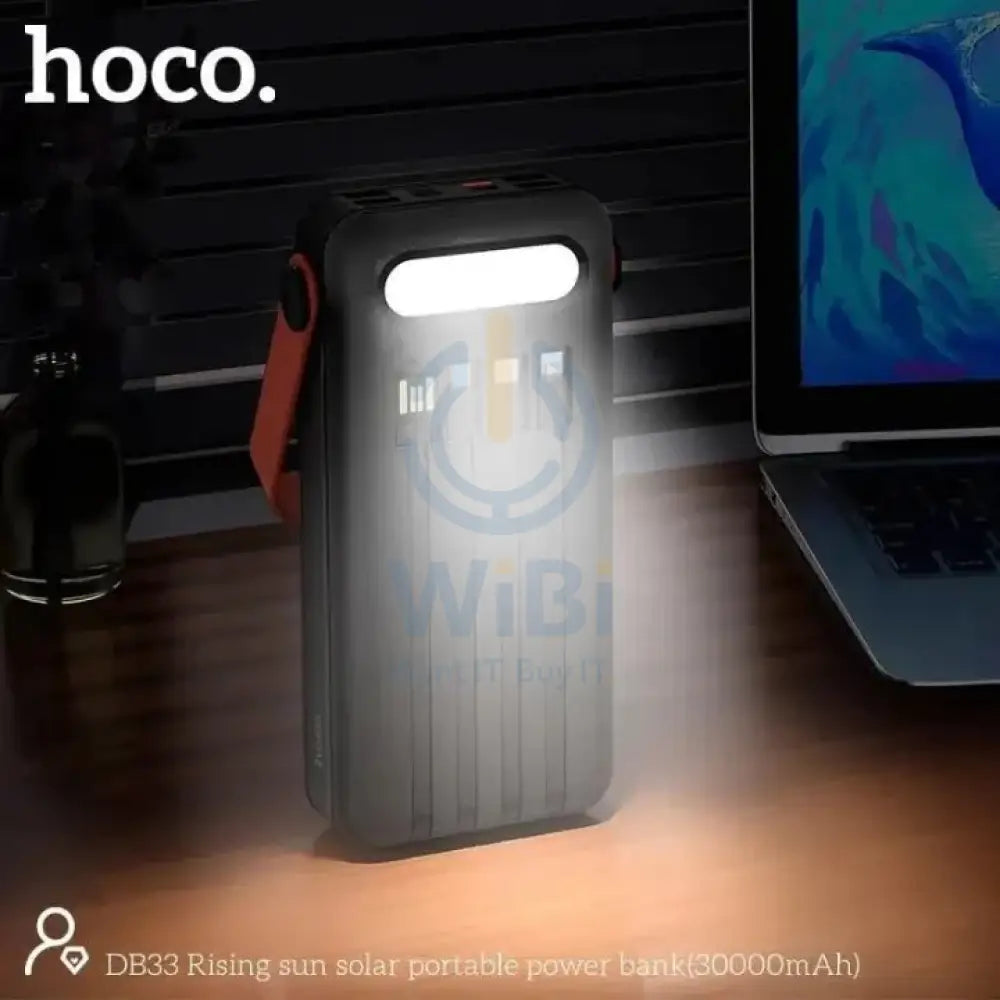 HOCO DB33 Solar Charging Portable Power Bank 30000mAh - Black Accessories > Power Adapters