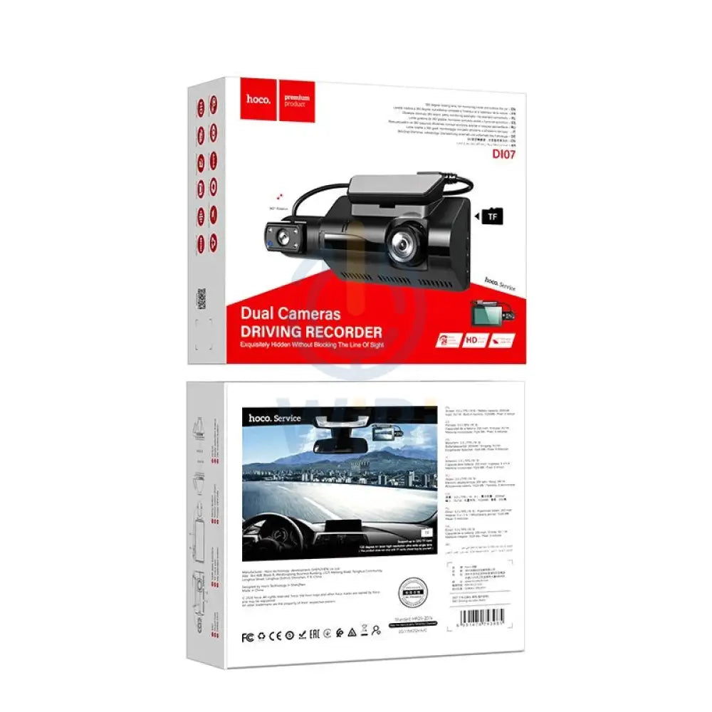 مسجل القيادة بكاميرا مزدوجة من هوكو Di07 - أسود