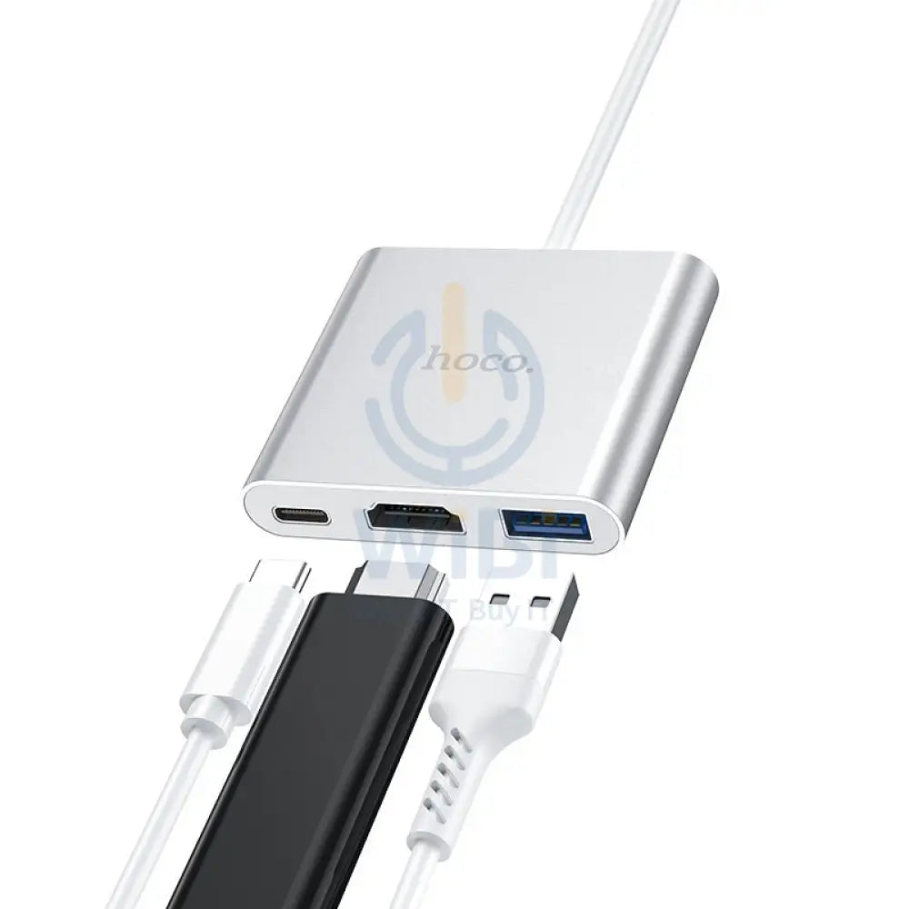 Hoco HB14 Easy-Use Type-C Adapter - Type-C To USB 3.0 + Hdmi + PD - White Accessories > Cables & Converters > Cables