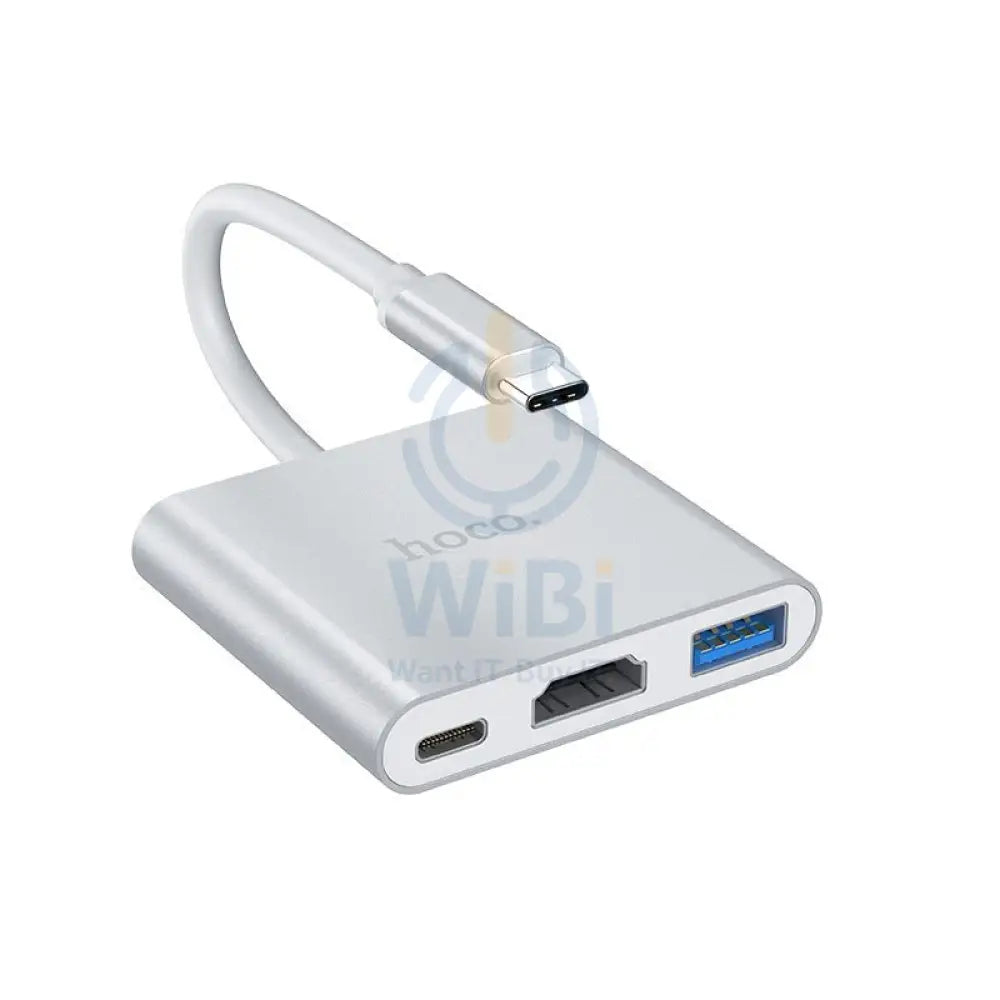 Hoco HB14 Easy-Use Type-C Adapter - Type-C To USB 3.0 + Hdmi + PD - White Accessories > Cables & Converters > Cables