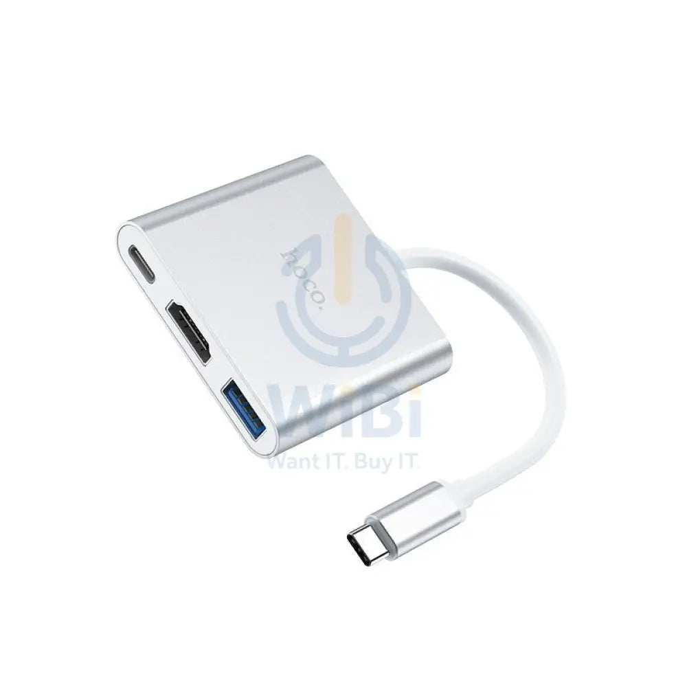 Hoco HB14 Easy-Use Type-C Adapter - Type-C To USB 3.0 + Hdmi + PD - White Accessories > Cables & Converters > Cables