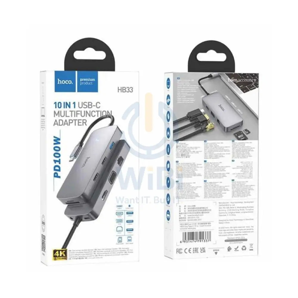 Hoco HB33 10 in 1 Type-C Multi-function Adapter Accessories > Power Bank