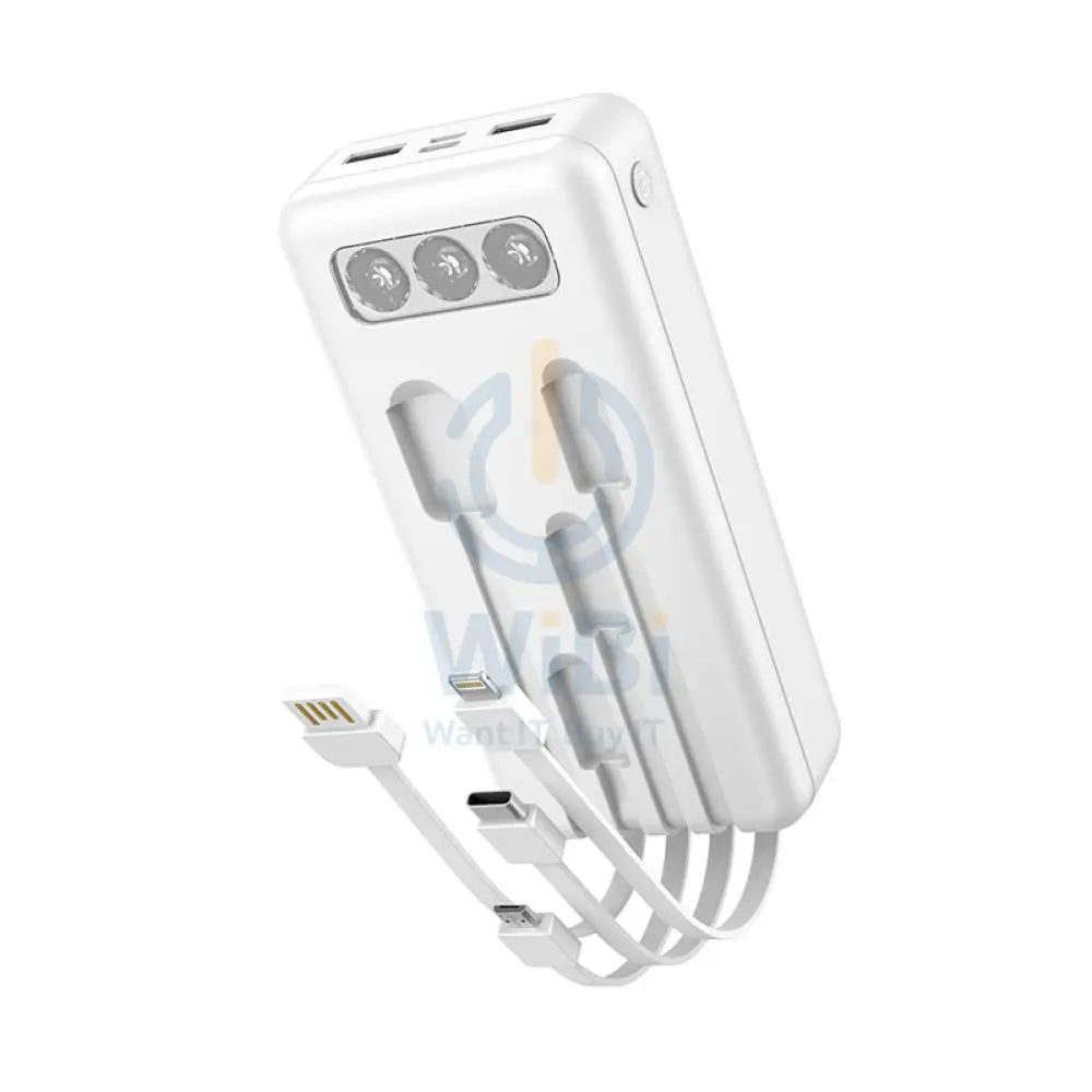 HOCO J77A Power Bank with Cable - 20000mAh / White