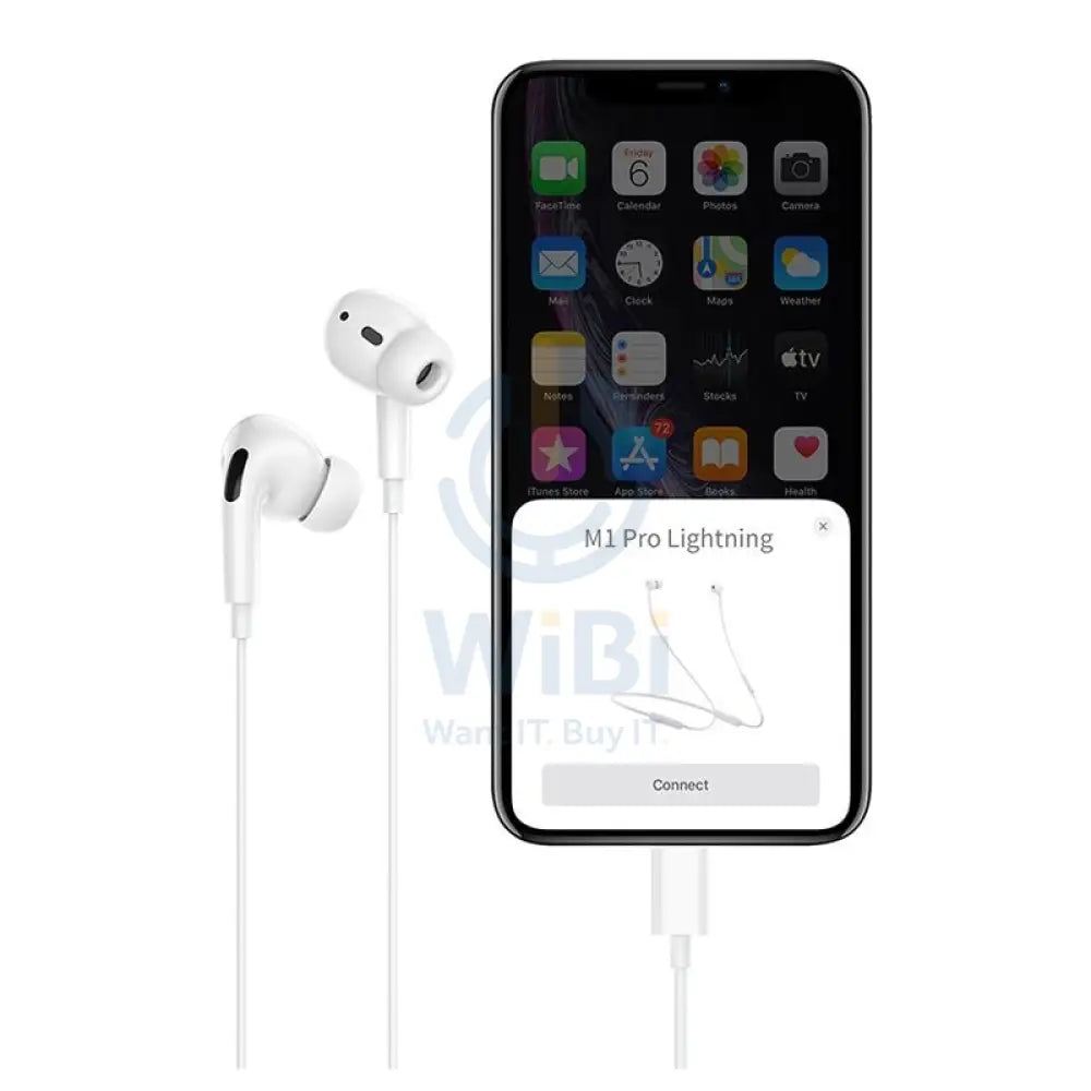 HOCO M1 Pro Wired Earphones - Lightning / 12 mm / White Accessories > Audio > Headphones