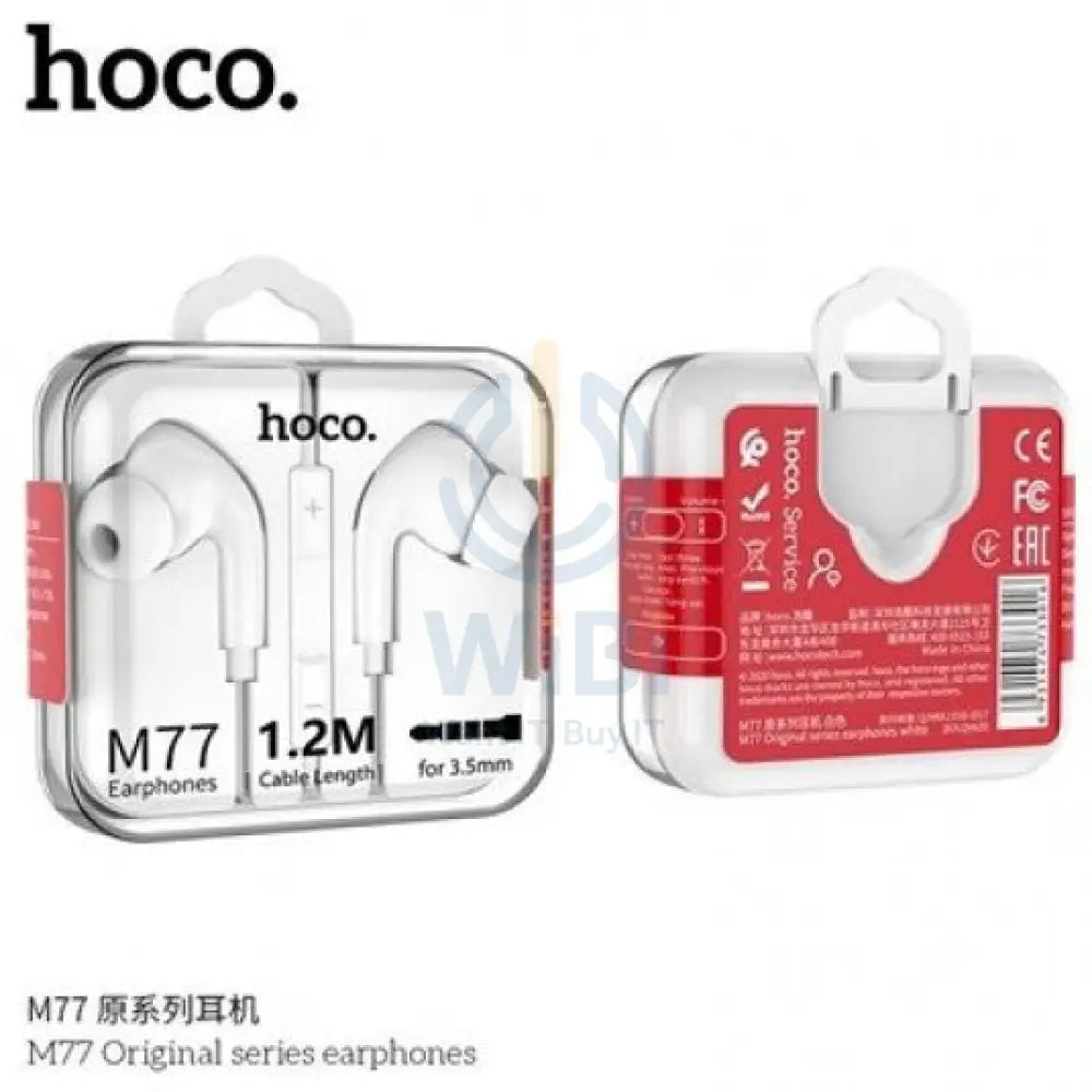 Hoco M77 Earphones - 3.5mm Jack / In-Ear / Wired / White Accessories > Audio > Headphones