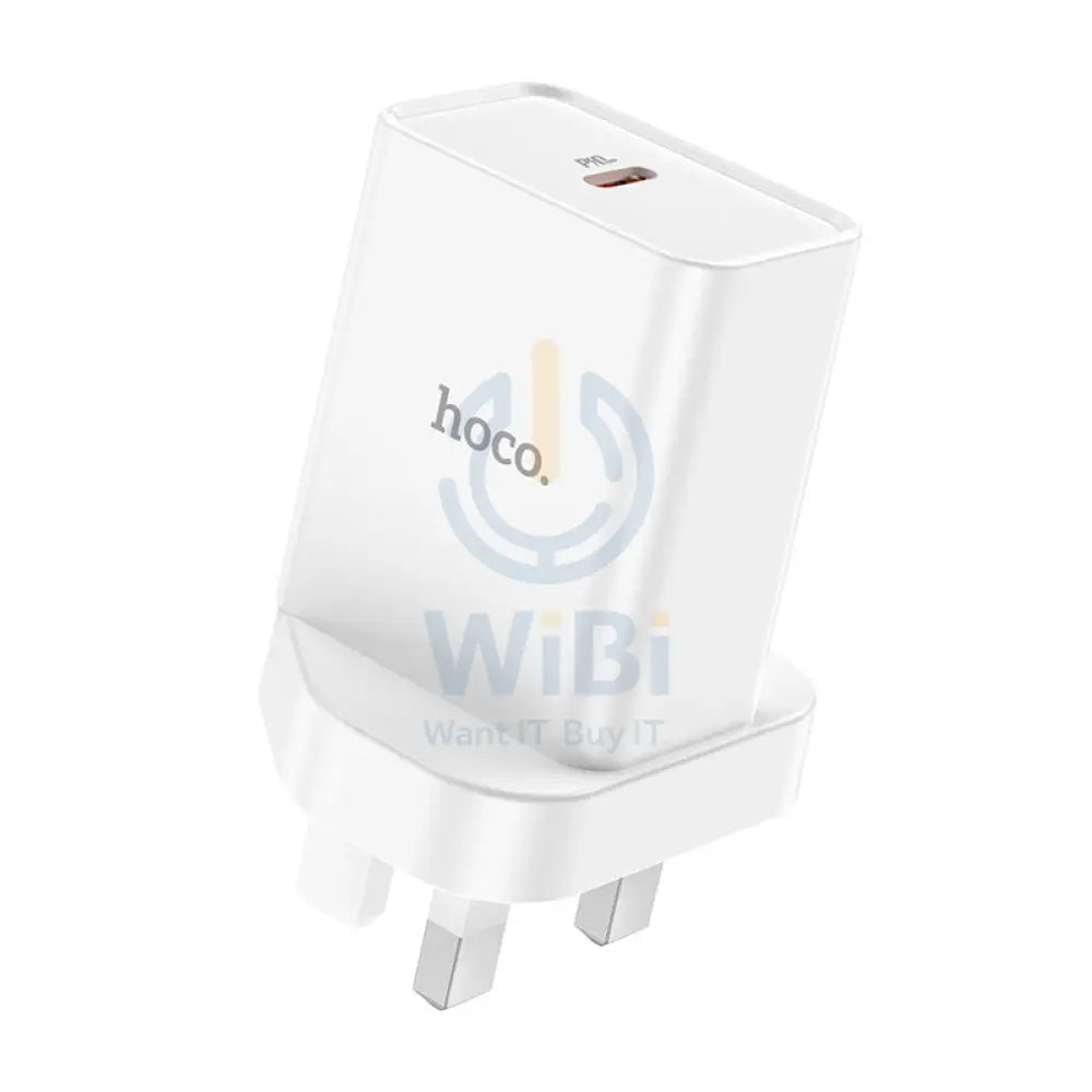 HOCO NK6 Rise Single Port Wall Charger With Lightning to USB-C Cable - USB-C / 20W / White