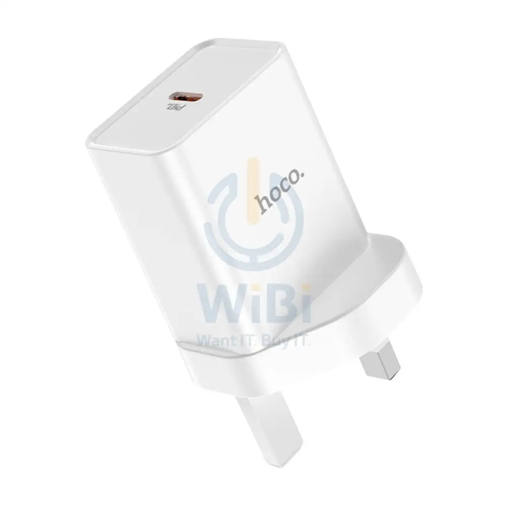 HOCO NK6 Rise Single Port Wall Charger With Lightning to USB-C Cable - USB-C / 20W / White