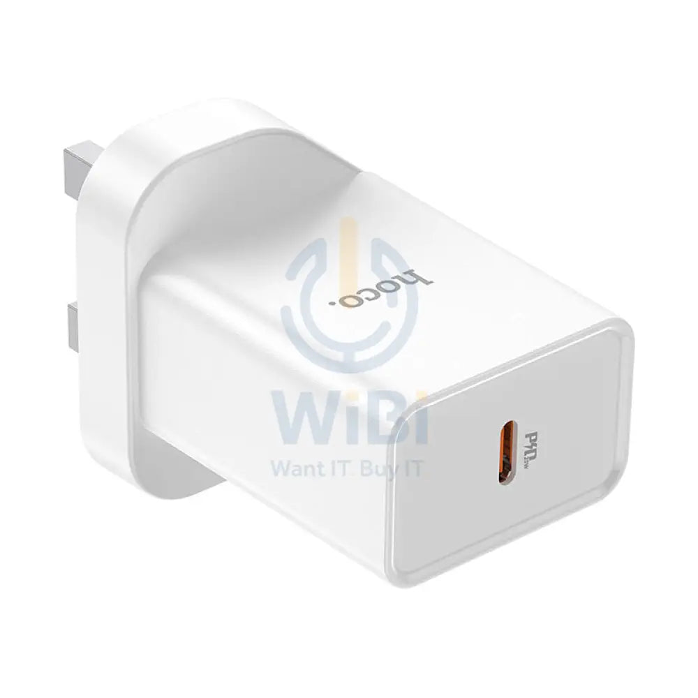 HOCO NK6 Rise Single Port Wall Charger With Lightning to USB-C Cable - USB-C / 20W / White