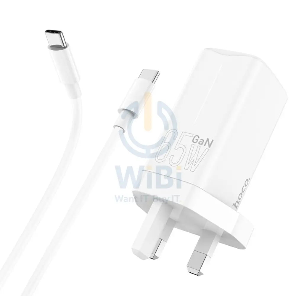 شاحن حائط هوكو NK7 GaN مع كابل USB-C - USB-C / USB-A / أبيض