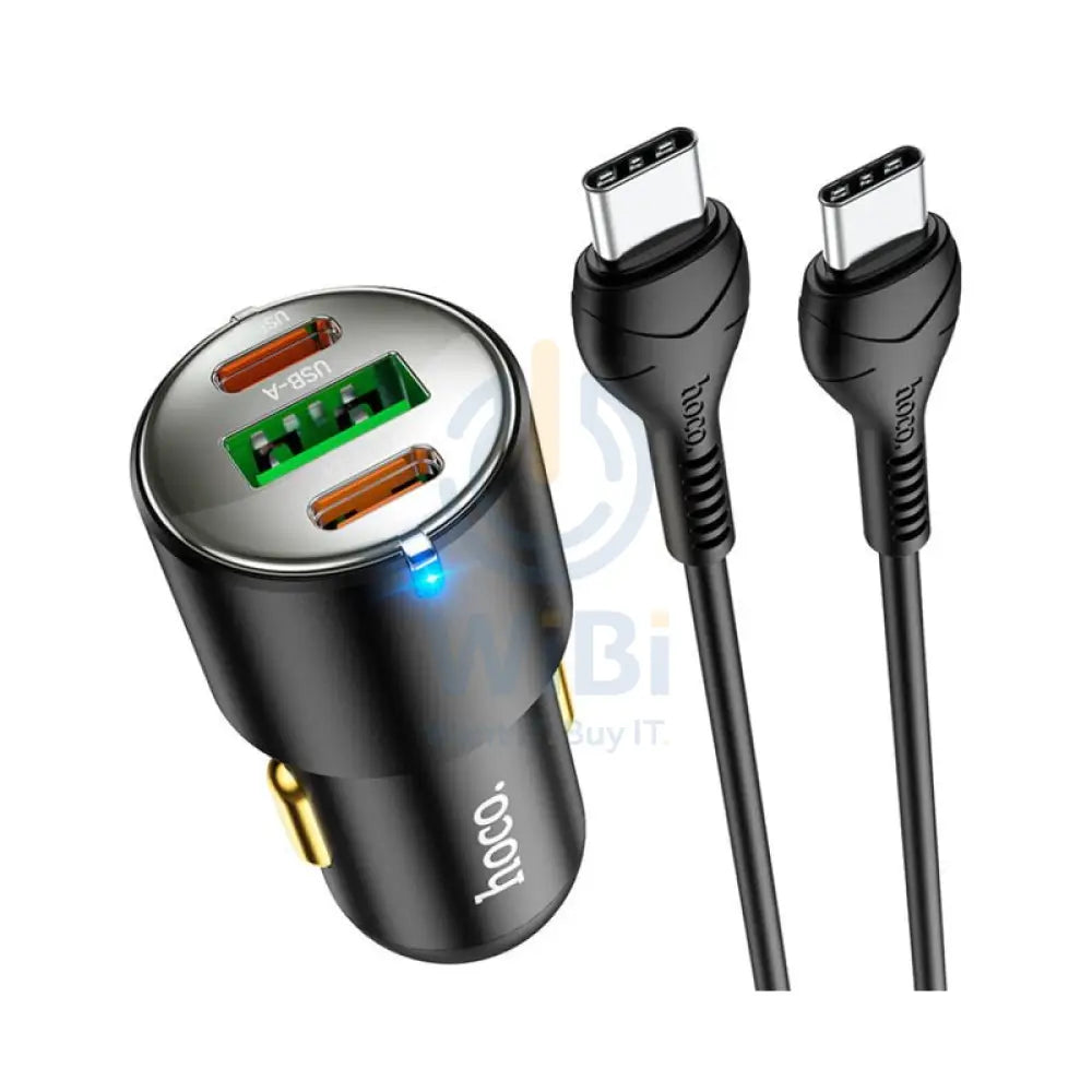 شاحن سيارة هوكو NZ6 PD45W مع كابل USB-C - USB-C / USB-A / أسود
