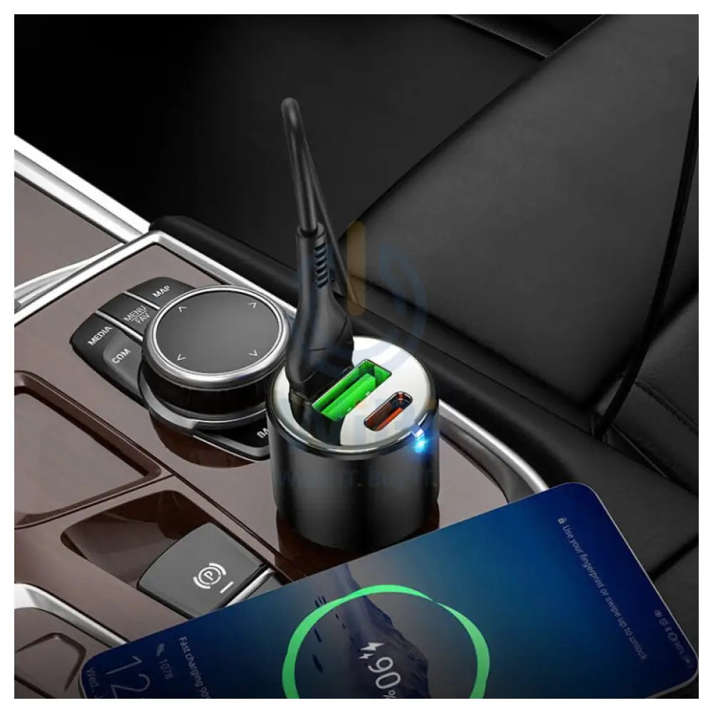 شاحن سيارة هوكو NZ6 PD45W مع كابل USB-C - USB-C / USB-A / أسود