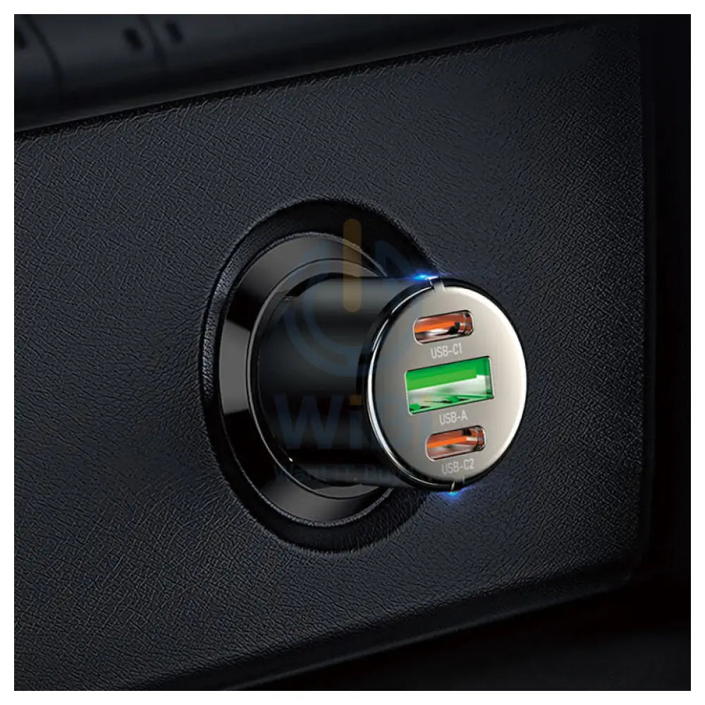 شاحن سيارة هوكو NZ6 PD45W مع كابل USB-C - USB-C / USB-A / أسود