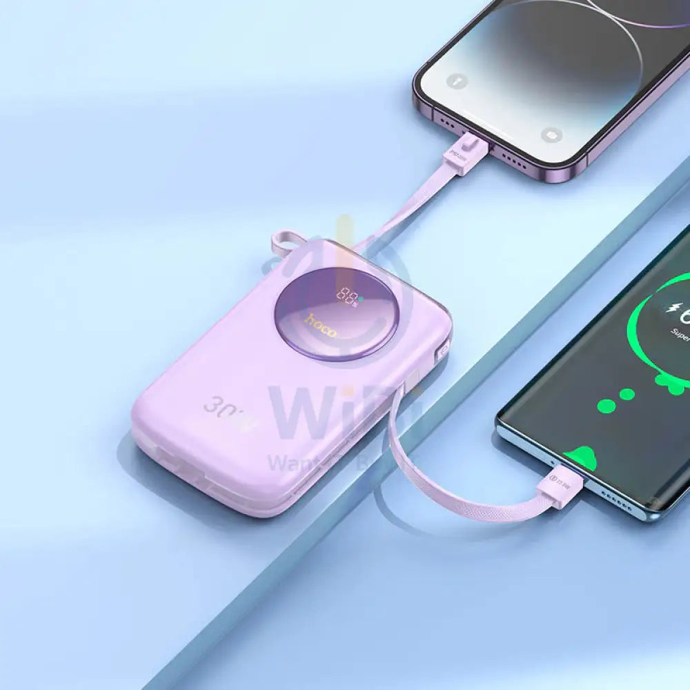 Hoco Q19 Lucky Power Bank with Digital Display and Cable - 30W / 10000mAh / Purple Accessories > Power Bank