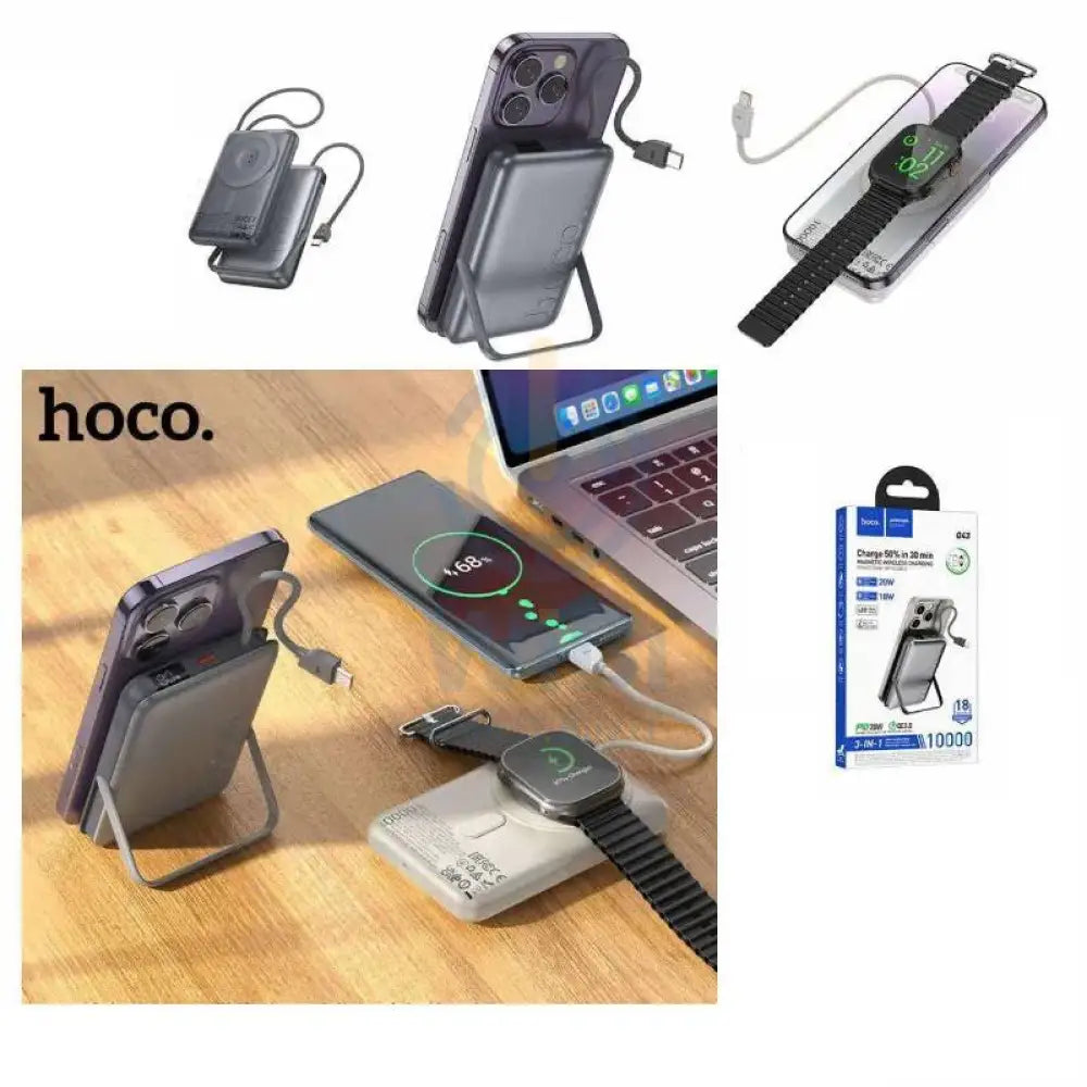 HOCO Q43 Magnetic Wireless Power Bank - 10,000mah / 20W / Metal Grey Accessories > Power Bank
