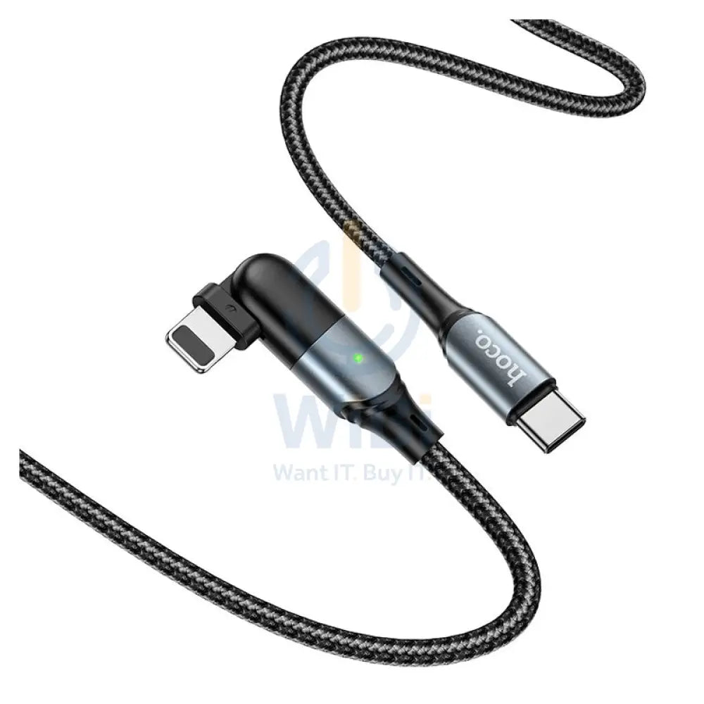HOCO U100 Orbit Charging Data Sync Cable - USB-C To Lightning / 1.2 Meters / Black