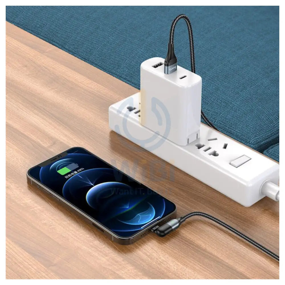 HOCO U100 Orbit Charging Data Sync Cable - USB to Lightning / 1.2 Meters / Black