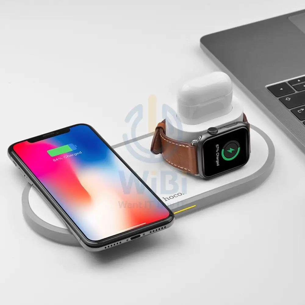 HOCO Wireless charger CW21 Wisdom 3-in-1 tabletop charging dock - White Accessories > Power Adapters