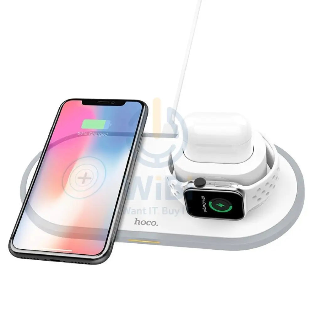 HOCO Wireless charger CW21 Wisdom 3-in-1 tabletop charging dock - White Accessories > Power Adapters