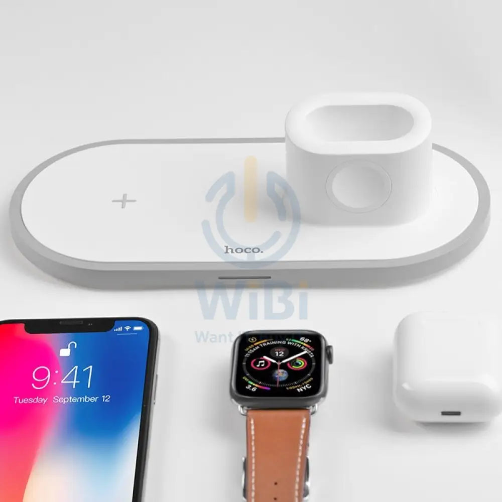 HOCO Wireless charger CW21 Wisdom 3-in-1 tabletop charging dock - White Accessories > Power Adapters