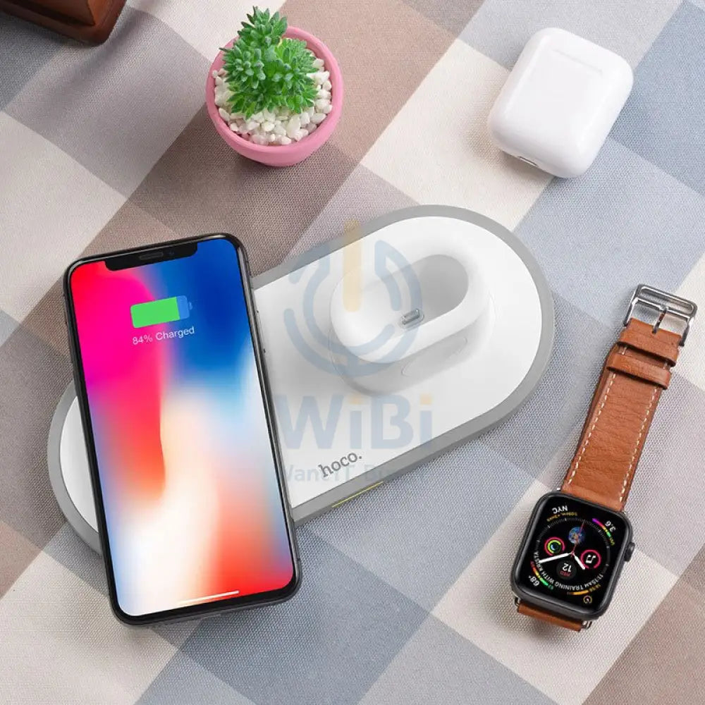 HOCO Wireless charger CW21 Wisdom 3-in-1 tabletop charging dock - White Accessories > Power Adapters