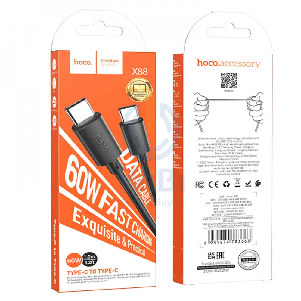 Hoco X88 Type-C to Type-C Cable - 60W / 1M / Assorted Accessories > Cables & Converters > Cables