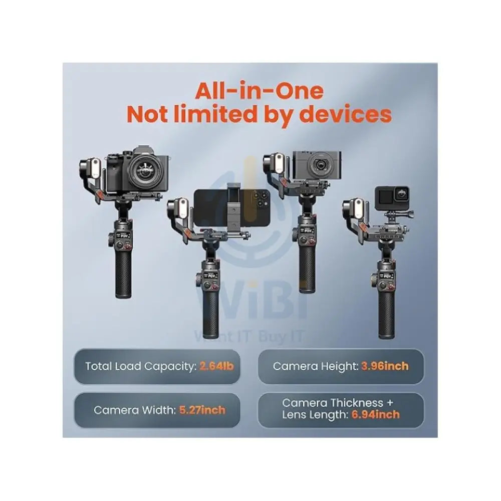 Hohem 4 in 1 Gimbal iSteady MT2 Kit - Black Accessories > Mobiles & Tablets > Mobiles > Mobile Holder / Stands