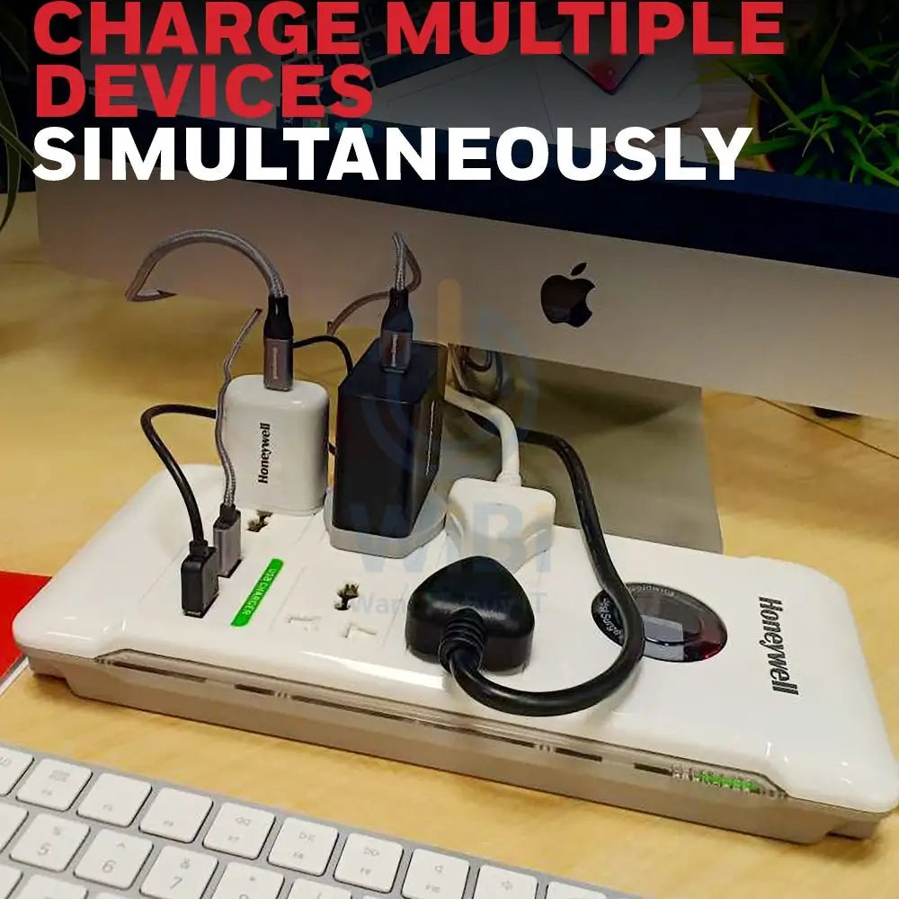 Honeywell 5 Socket Surge Protector + 2 USB Accessories > Power > Power Protection > Surge Protector