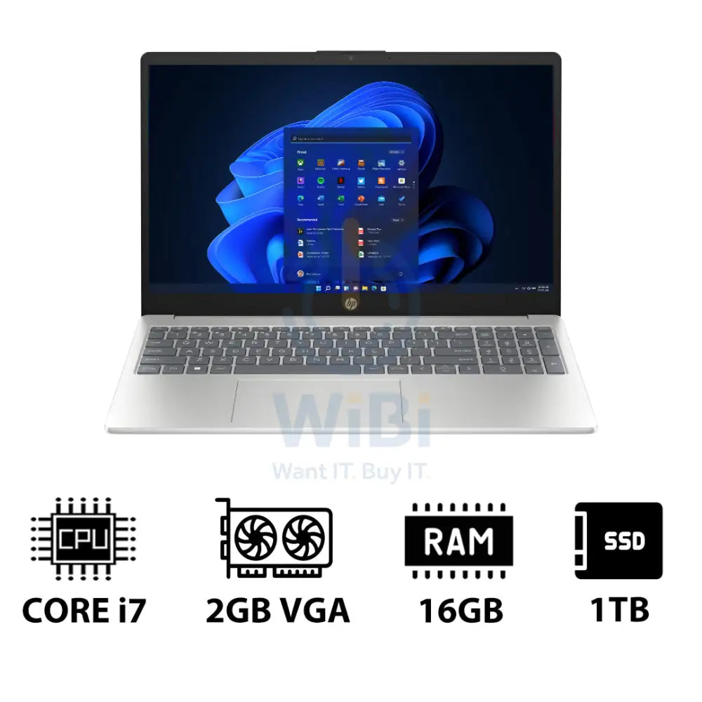 HP 15-FD0142NE - 15.6’’ FHD / i7 / 16GB / 1TB (NVMe M.2 SSD) / MX570 2GB VGA / Win 11 Pro / 1YW / Natural Silver