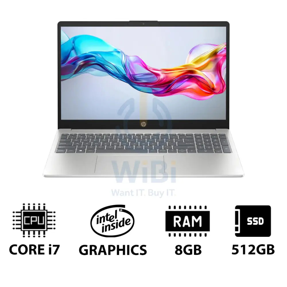 HP 15-FD0146NE - 15.6’’ FHD / i7 / 8GB / 512GB (NVMe M.2 SSD) / DOS (Without OS) / 1YW / Natural Silver - Laptop Laptops