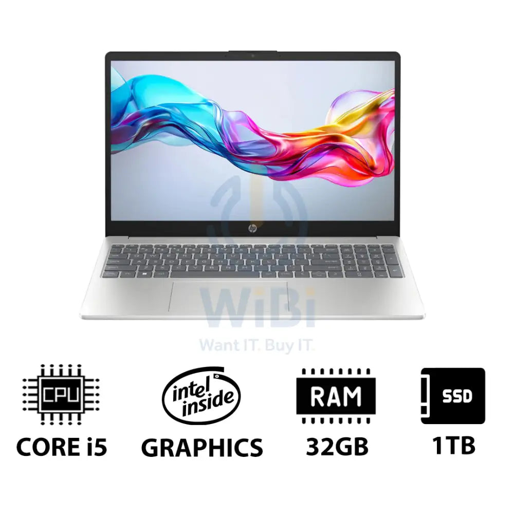 HP 15-FD0149NE - 15.6’’ FHD / i5 / 32GB / 1TB (NVMe M.2 SSD) / DOS (Without OS) / 1YW / Natural Silver - Laptop Laptops