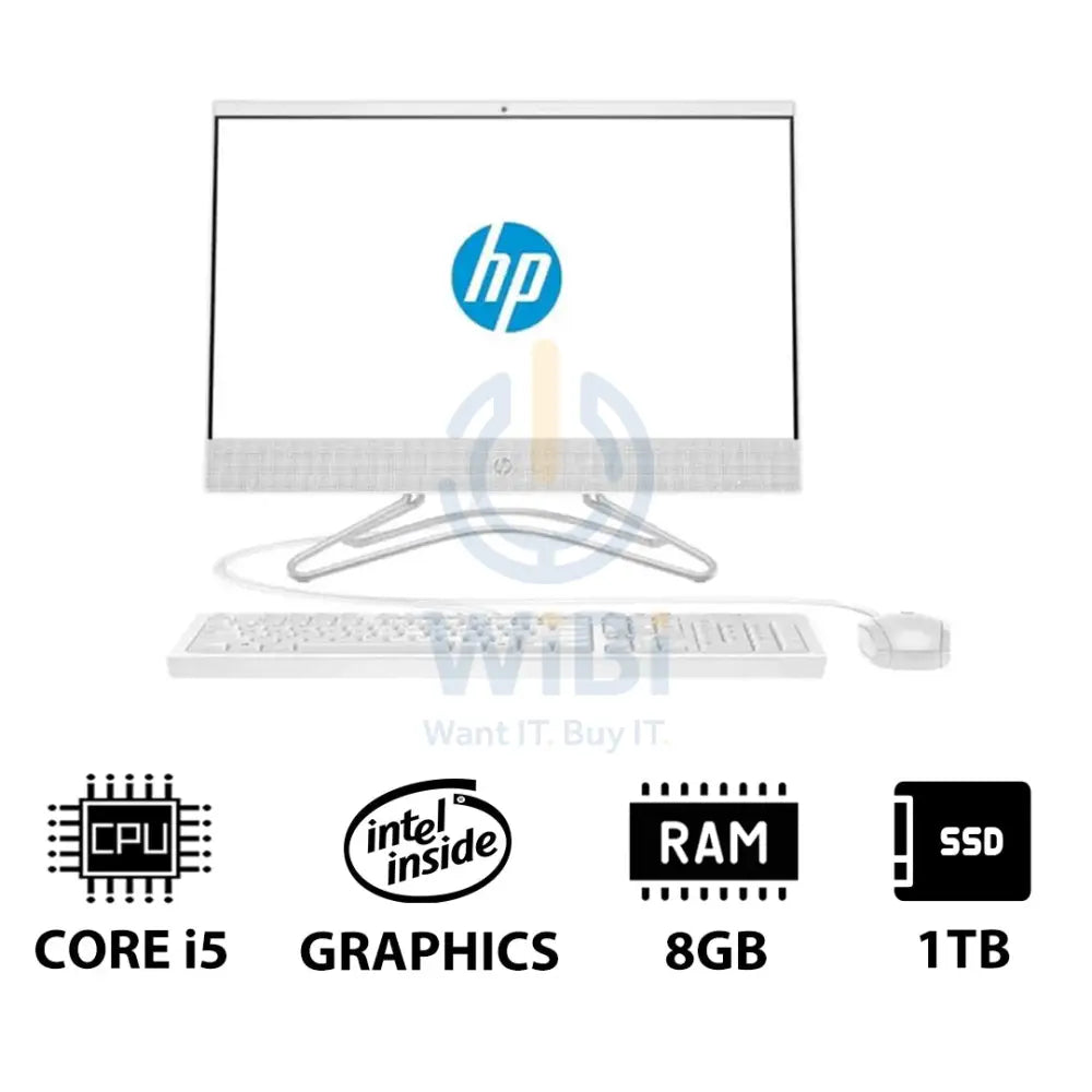HP 200 G4 AIO PC - i5 / 8GB / 1TB (NVME M.2 SSD) / 21.5’’ FHD Non-Touch / DOS (Without OS) / 1YW / Snow White - Desktop