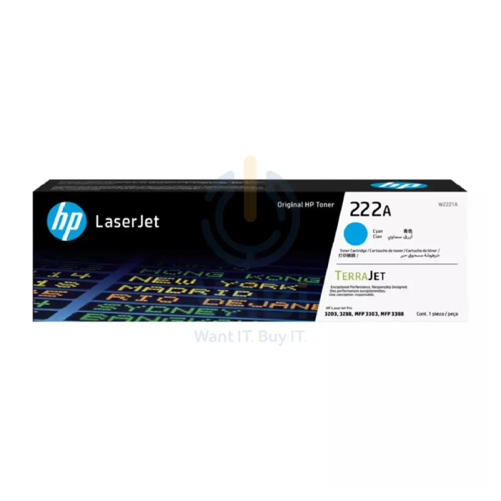 HP 222A Cyan Original LaserJet Toner Cartridge - 1200 Pages / Cyan Color / Toner Cartridge Accessories > Printers &