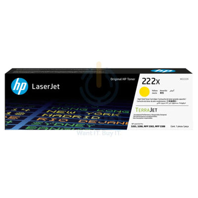 HP 222X Yellow Original LaserJet Toner Cartridge - 2500 Pages / Yellow Color / Toner Cartridge Accessories > Printers &