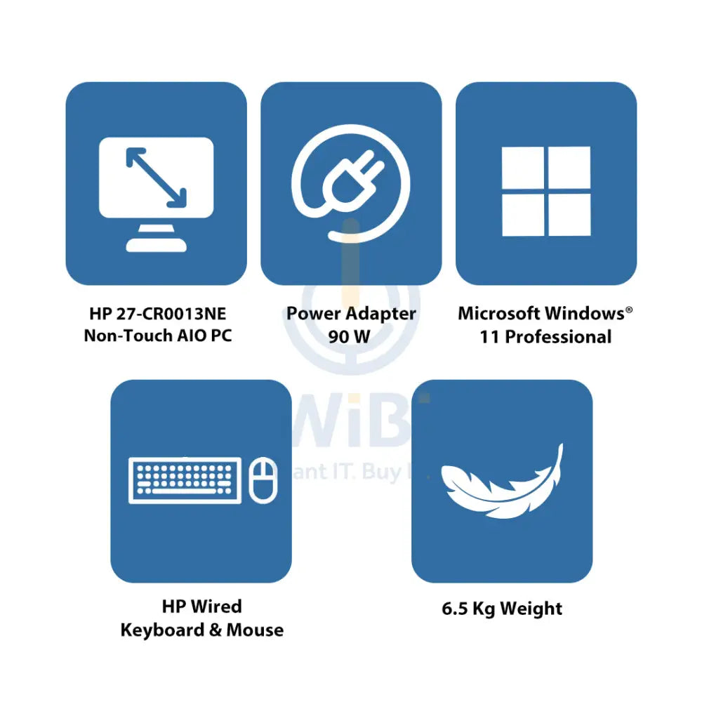 HP 27-CR0013NE AIO PC - i7 / 8GB / 512GB (NVMe M.2 SSD) / 27’’ FHD Non-Touch / Win 11 Pro / 1YW / Jet Black - Desktop
