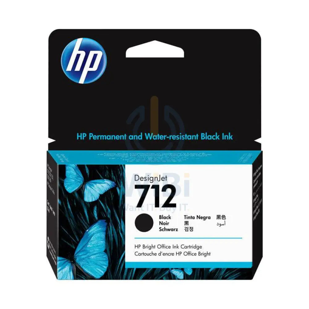 HP 712 Black DesignJet Ink Cartridge - 80 ml / Black Color / Ink Cartridge
