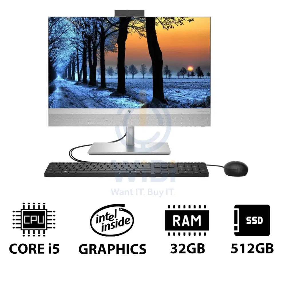HP EliteOne 840 G9 AIO PC - 23.8’’ FHD Non-Touch / i5 / 32GB / 512GB (NVMe M.2 SSD) / DOS (Without OS) / 1YW - Desktop